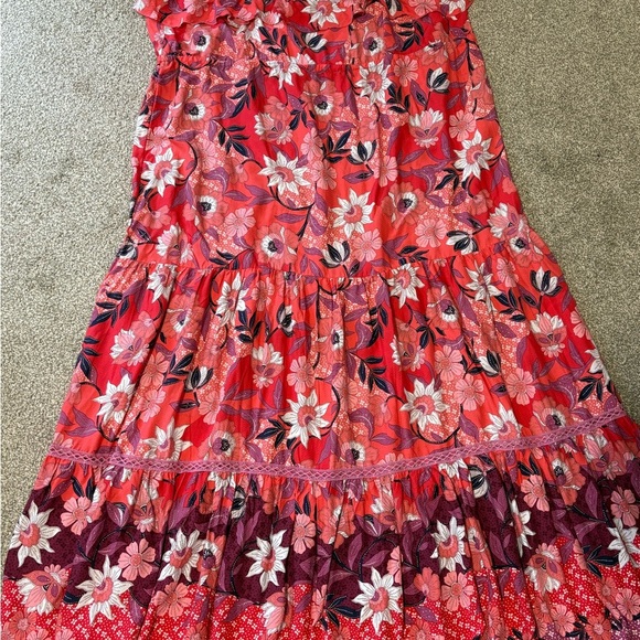 NWT Aveology Pink Floral Print Maxi Haven Tiered Dress Women's Plus Size 18/20 - Picture 11 of 13